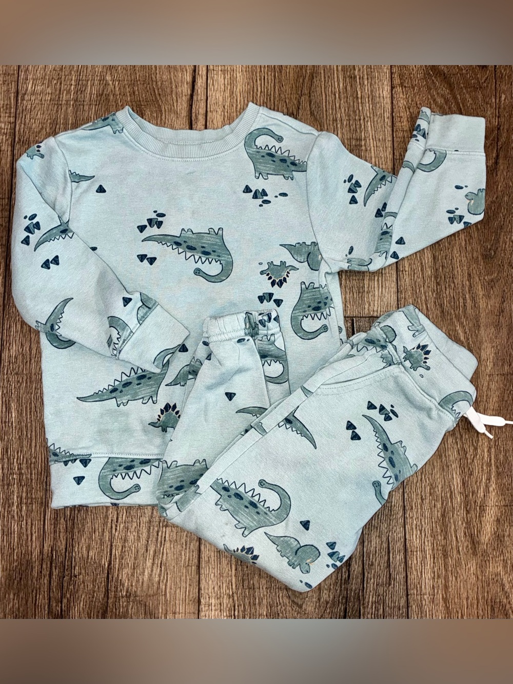 Old Navy Light Blue Dinosaur Print Kids Pajama Set